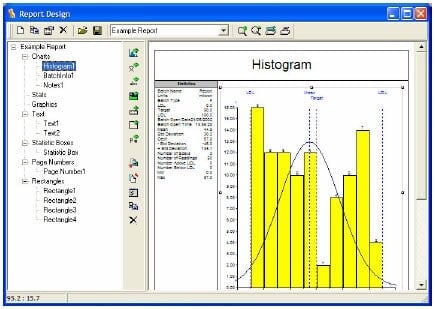 Screen View of Chart Report Page
Showing Histogram Chart and Statistical Summary