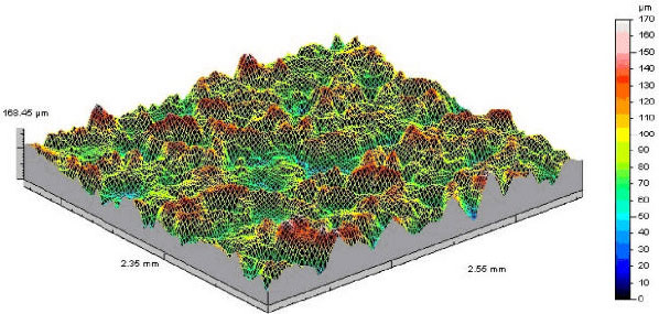 Figure 1 - 3-D view of a Grit Blast Surface (Courtesy of Corus)